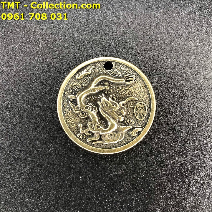 Mặt Đồng Xu Đồng Hình Con Rồng; Đường kính của đồng xu là 3cm; Màu: đồng-TMT Collection-SP002434