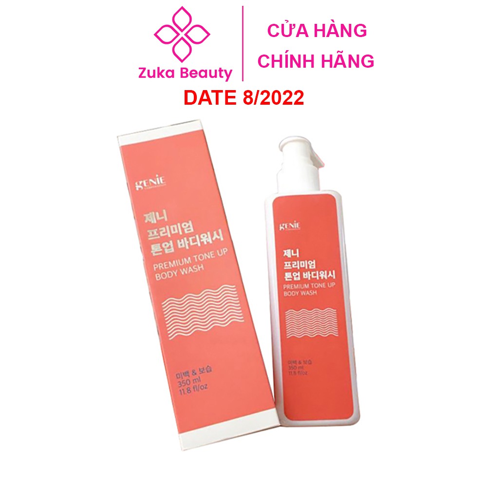 Sữa tắm trắng da Genie Premium Tone Up Body Wash 350ml Hàn Quốc Zuka Beauty dưỡng ẩm toàn thân tẩy tế bào chết chai