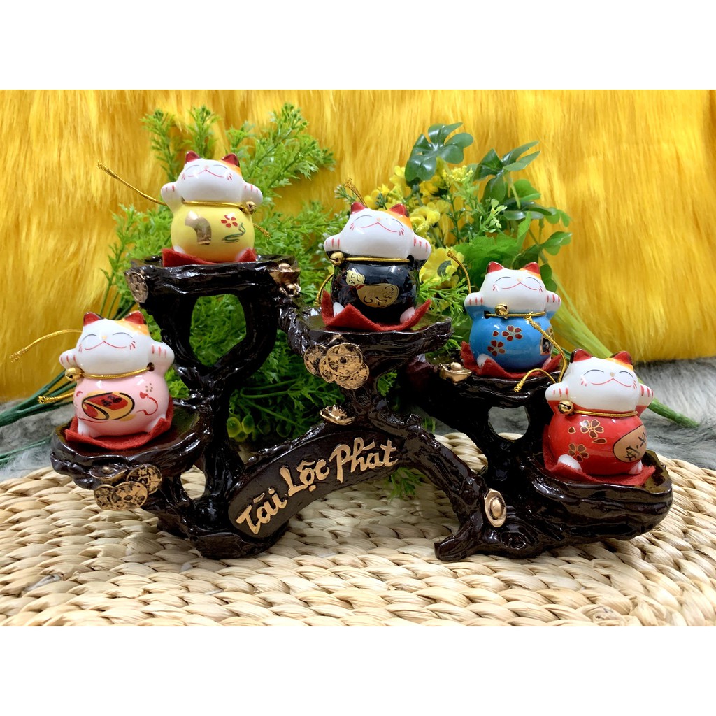 Tượng Mèo Sứ Thần Tài Maneki Neko và đế Tài Lộc Phát ( Việt Nhật )
