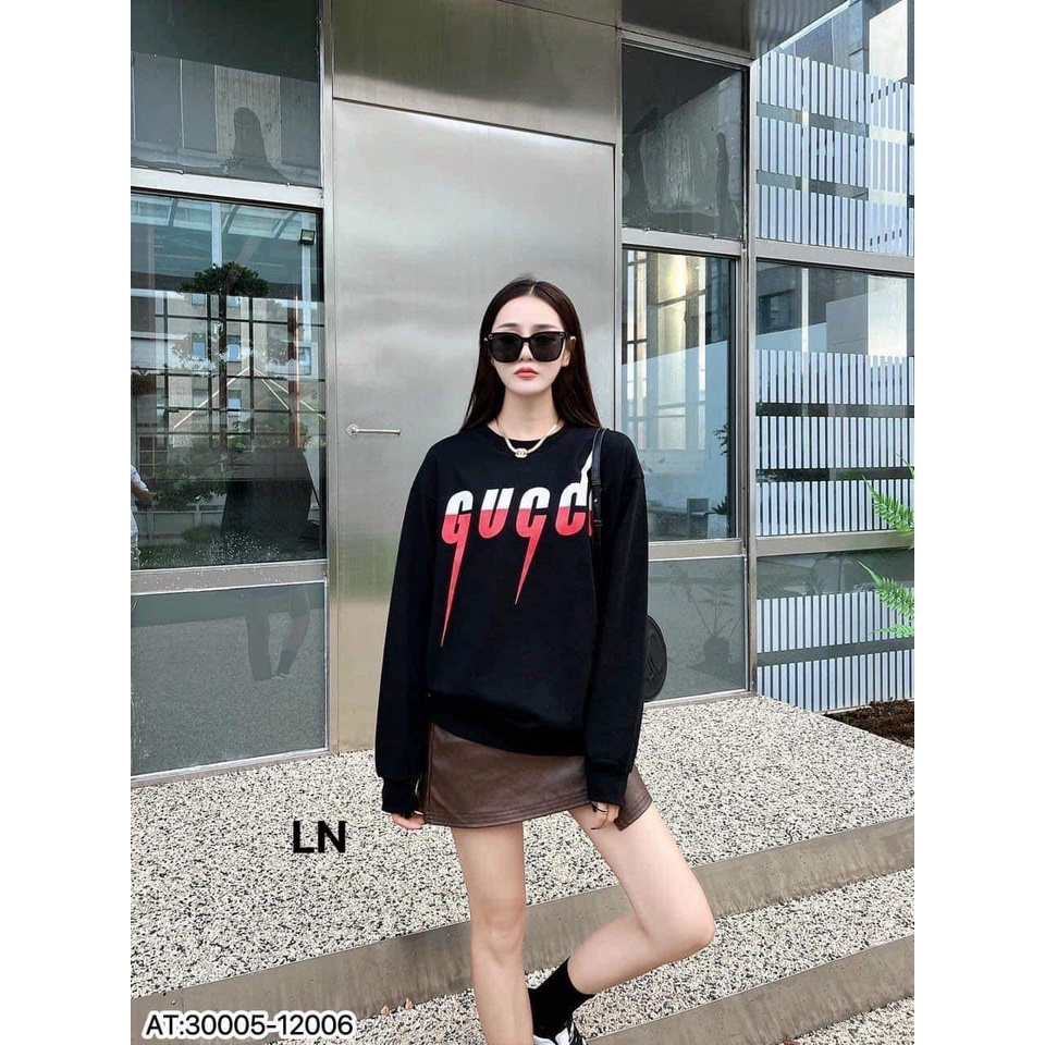Áo sweater  gu.cci  TIA  SÉT chảy , dày dặn mềm mịn form rộng phong cách Unisex