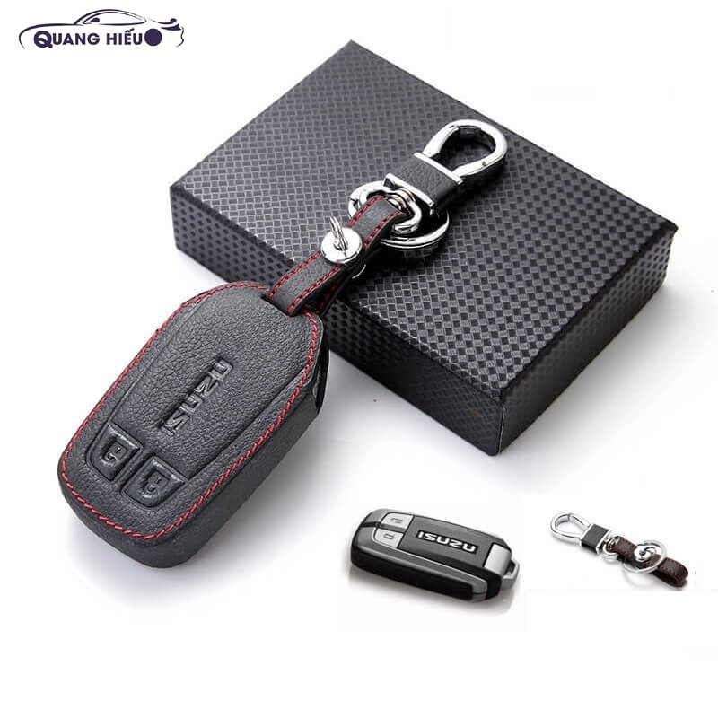 Bao Da Chìa Khóa Xe Isuzu (Da Thật) Logo 3D