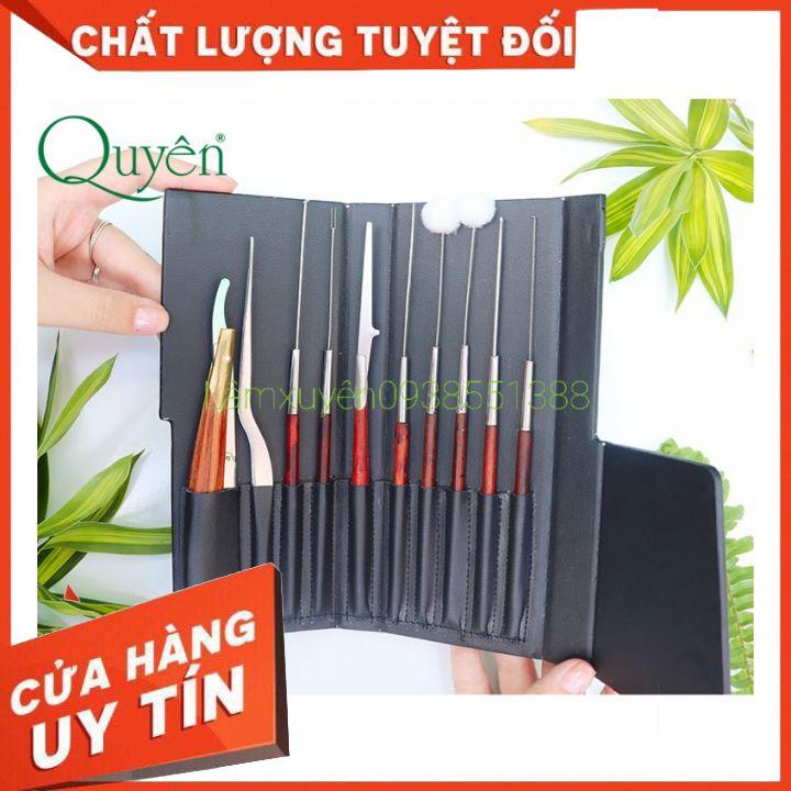 Bộ ráy tai cao cấp 10 món Quyên có bao da (chất liệu da bò)