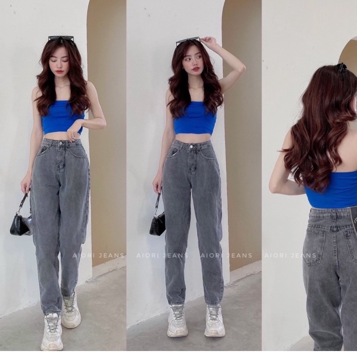 [Mã SRAPR8703 giảm 50% tối đa 20k đơn 0Đ] Quần Jean Nữ Aiori Lưng Cao Baggy Bò Trơn Lai Cuốn Phong Cách Hàn Quốc_Mã 080 | BigBuy360 - bigbuy360.vn