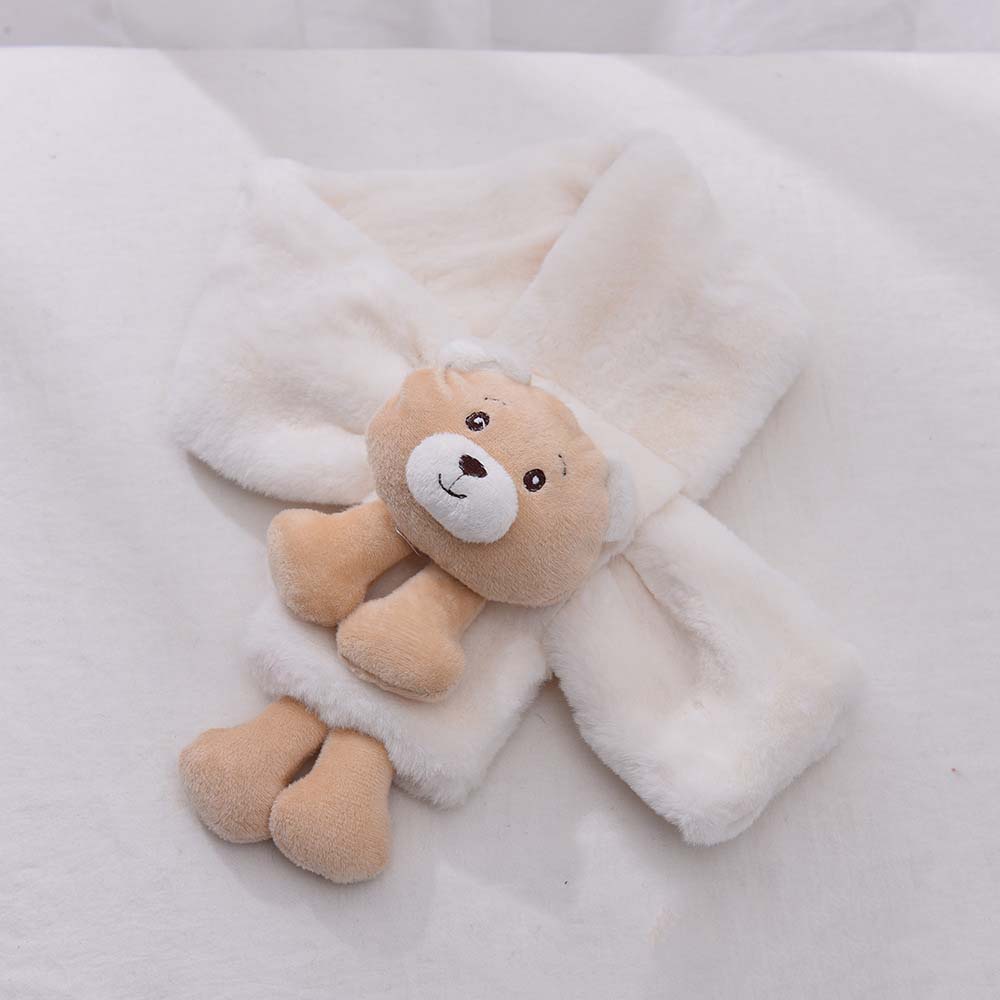 Khăn quàng cổ cho bé gái bé trai, khăn đeo cổ cho bé đính kèm gấu bông đáng yêu