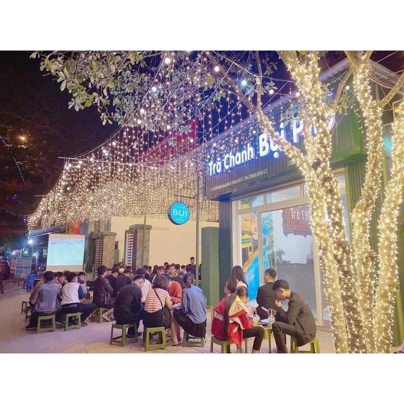 Đèn led rủ 12m- 60dây( 1 dây dài 30-40-60cm) nháy 4 chế đô màu vàng nắng siêu sáng