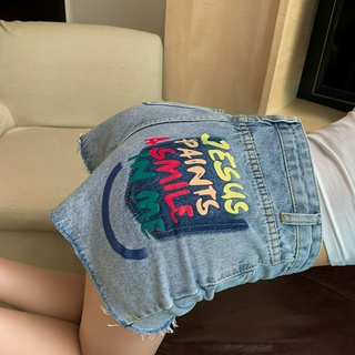 Quần short denim lưng cao thời trang nữ