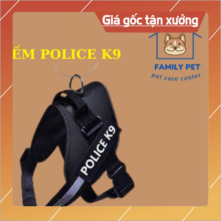 Đai lưng, dây yếm dắt chó logo dính police k9 họăc Moemoebear viền phản quang