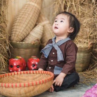 Bộ bà ba trẻ em - Kèm khăn rằn