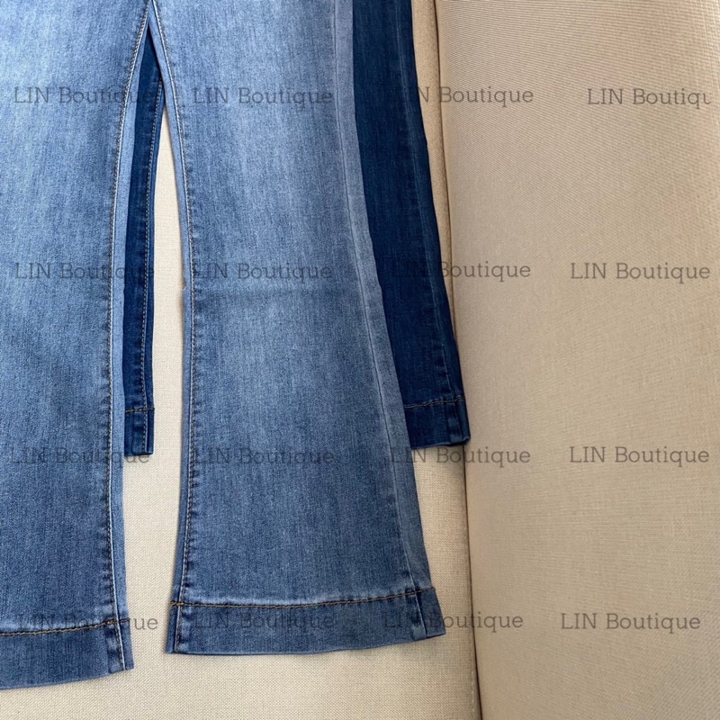 Quần jean ống loe lai gập