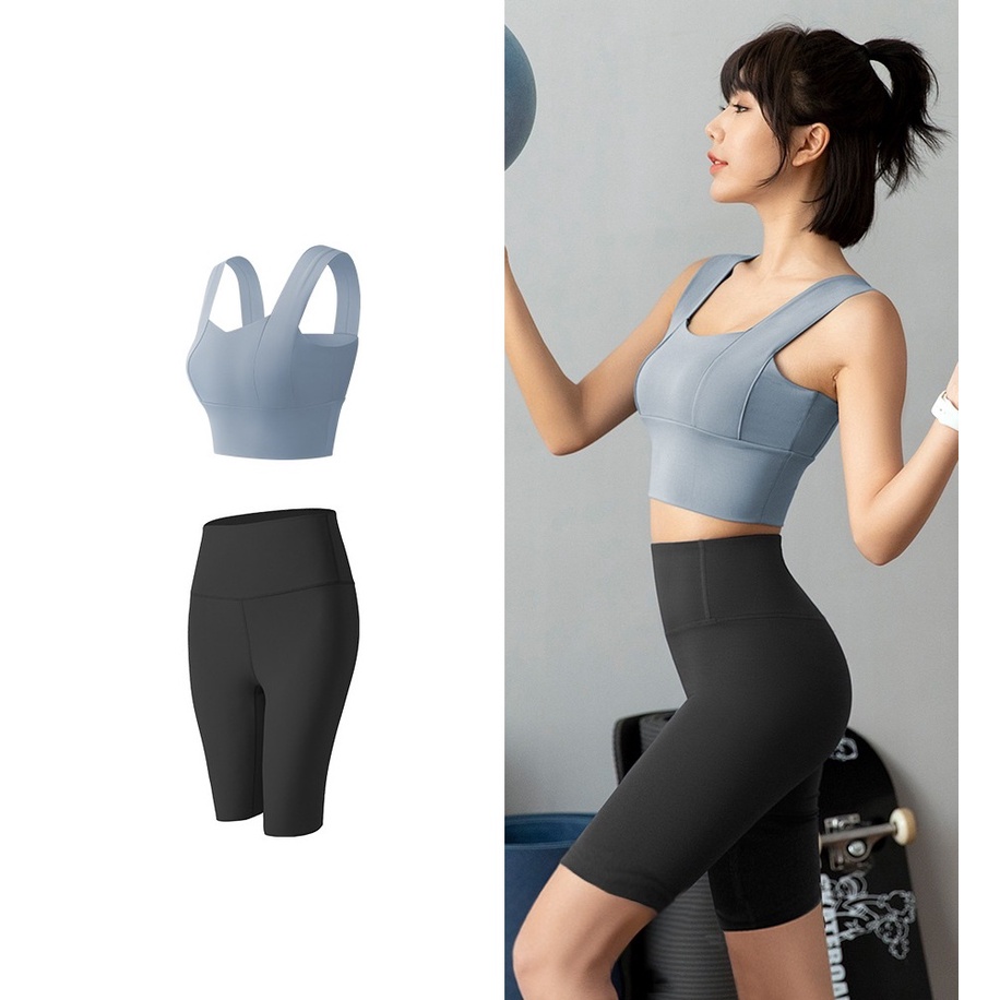 Bộ đồ quần áo tập Gym Yoga nữ áo bra và quần legging lửng body, set đồ thể thao xuất khẩu loại đẹp GYM FASHION