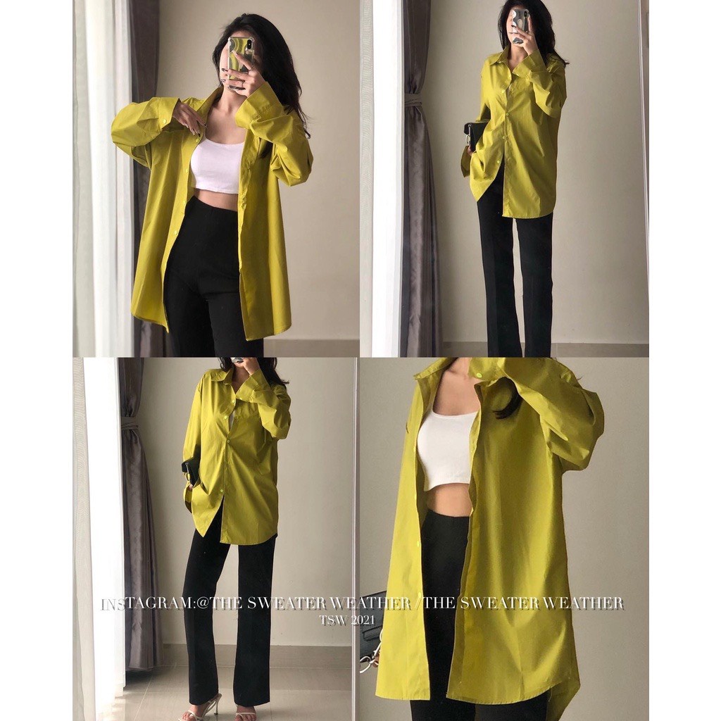 [Sẵn/video] Áo sơ mi dài tay thô nến mềm 8 màu trơn xanh lá hot hit chất LOẠI 1 oversize 2monday | BigBuy360 - bigbuy360.vn