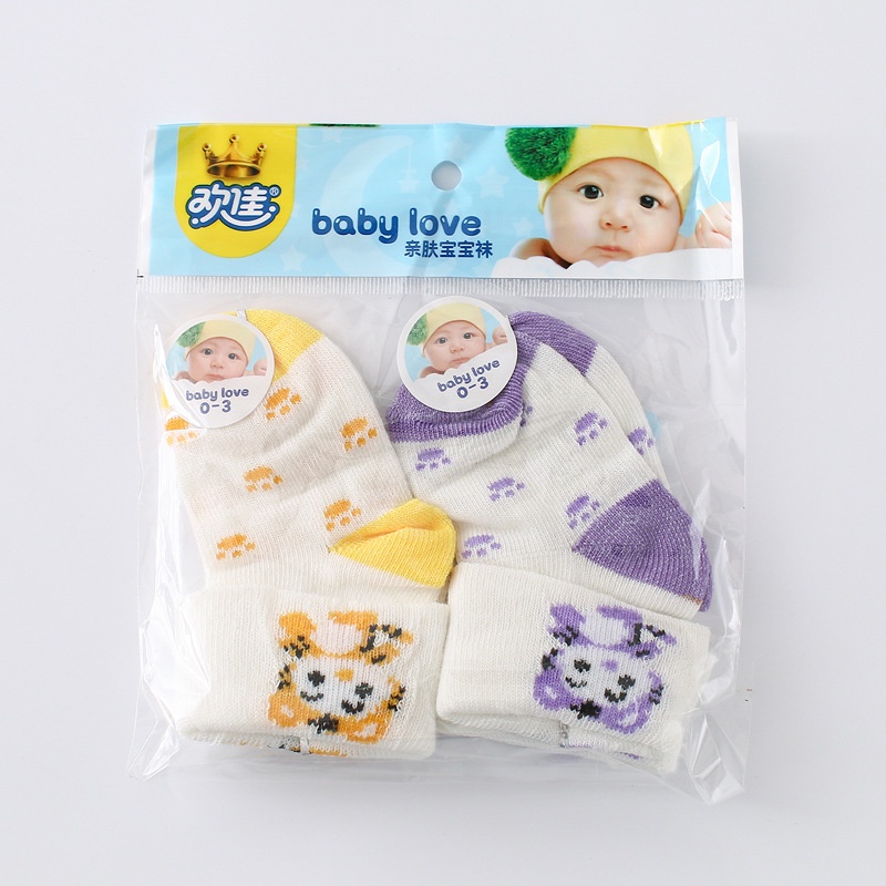 Tất sơ sinh Baby cổ cao in hình dễ thương cho bé từ 0-3 tháng 1 đôi