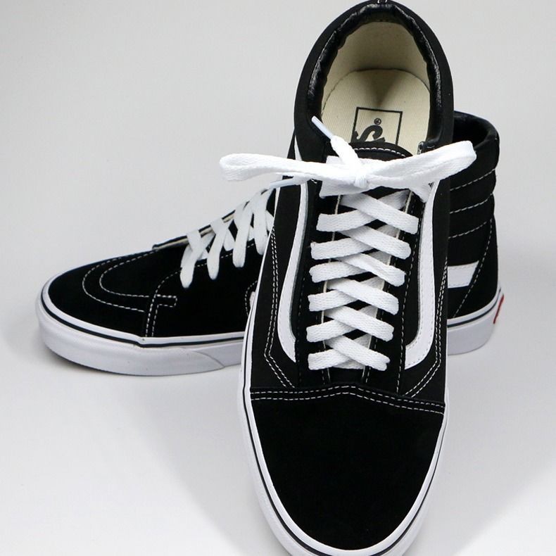 Vans Giày Thể Thao Canvas Cổ Cao Màu Trắng Đen Phong Cách Cổ Điển