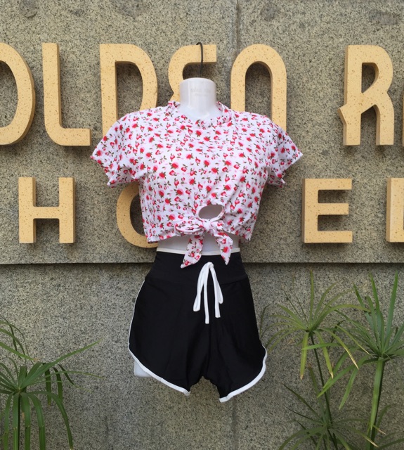 Bikini Bộ Bơi Đồ Bơi Nữ Áo Croptop Tay Ngắn Kèm Quần Đùi Kiểu Dáng Thể Thao Free Size Dưới 55Kg - Lucky Girl shop | BigBuy360 - bigbuy360.vn