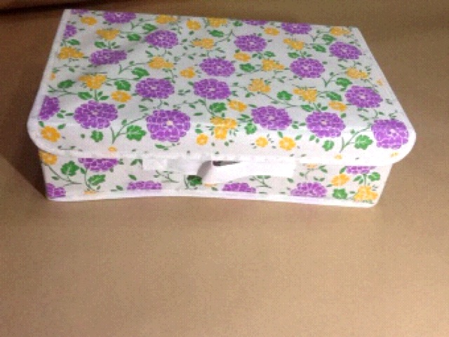Hộp vải 3 ngăn đựng đồ để bàn kích thước 35x22cm