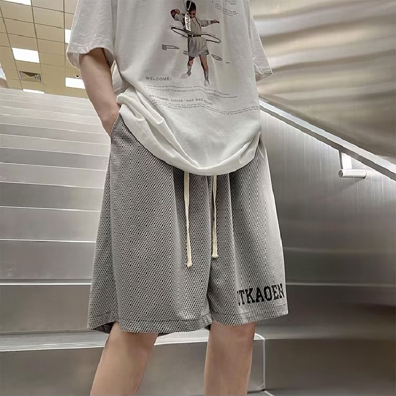 Quần Short Dáng Rộng Lưng Thun Co Giãn Tốt In Chữ Cỡ Lớn M-2XL Thời Trang Cá Tính Cho Nam