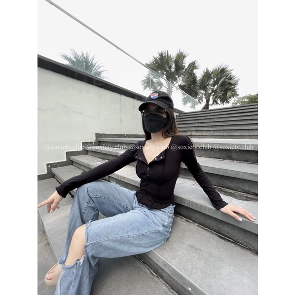 [HÌNH THẬT] Áo vạt bấm nút  A16