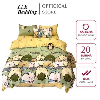 Bộ chăn ga gối Cotton poly 5 Món chăn ga Hàn Quốc - Miễn phí bo chun drap ga giường