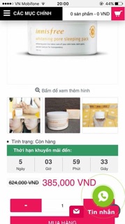Mặt nạ ngủ Innisfree Whitening Pore Sleeping Pack