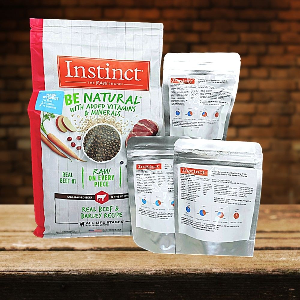 Combo 3 gói (80g) thức ăn cho chó mọi độ tuổi làm từ thịt bò Instinct Be Natural Real Beef