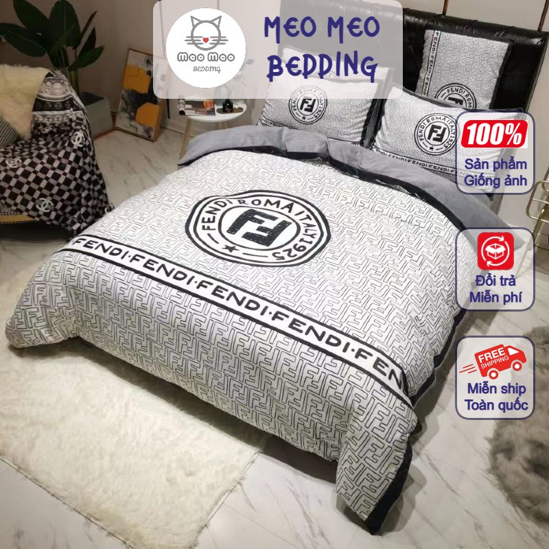 Bộ 4 Món Chăn Ga Gối Nỉ Nhung Thương Hiệu Nhập Khẩu Cao Cấp - Meo Meo Bedding