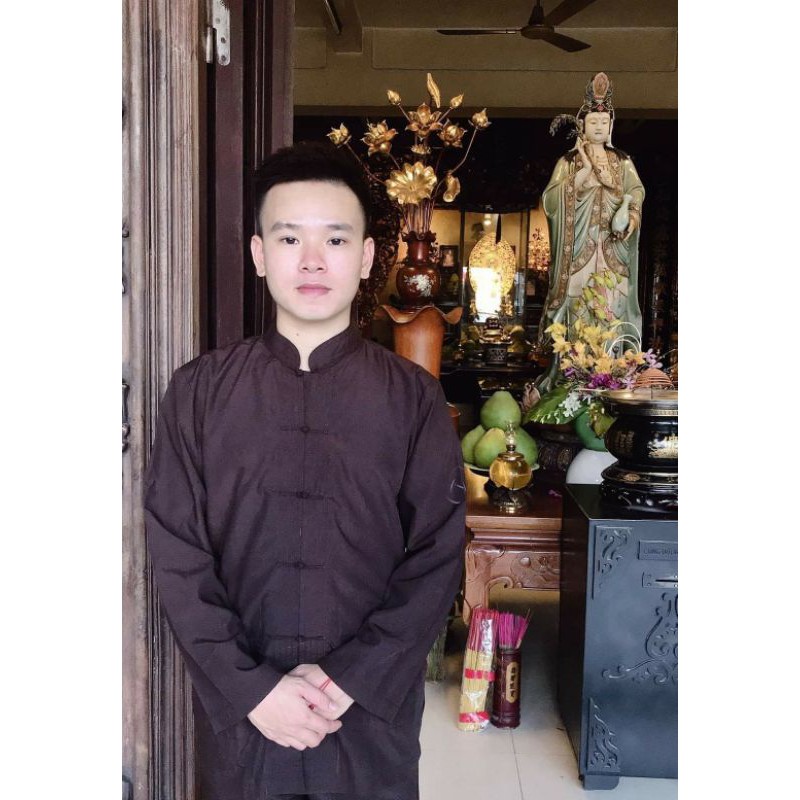 Đồ Lam Đi Chùa- Mẫu Lãnh Tụ Nam Tay Dài- Hàng Cao Cấp Loại 1