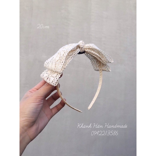 Cài tóc ren màu kem size 20cm cho bé gái ( KH handmade )