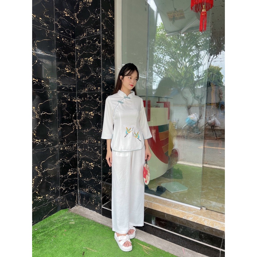 Đồ Lam Đi Chùa #Mẫu Sẫm Hạc# Quần Áo Nữ