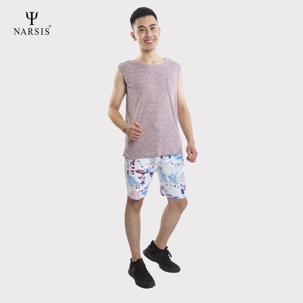 Quần Short nam Narsis S0008 trắng in họa tiết sao biển