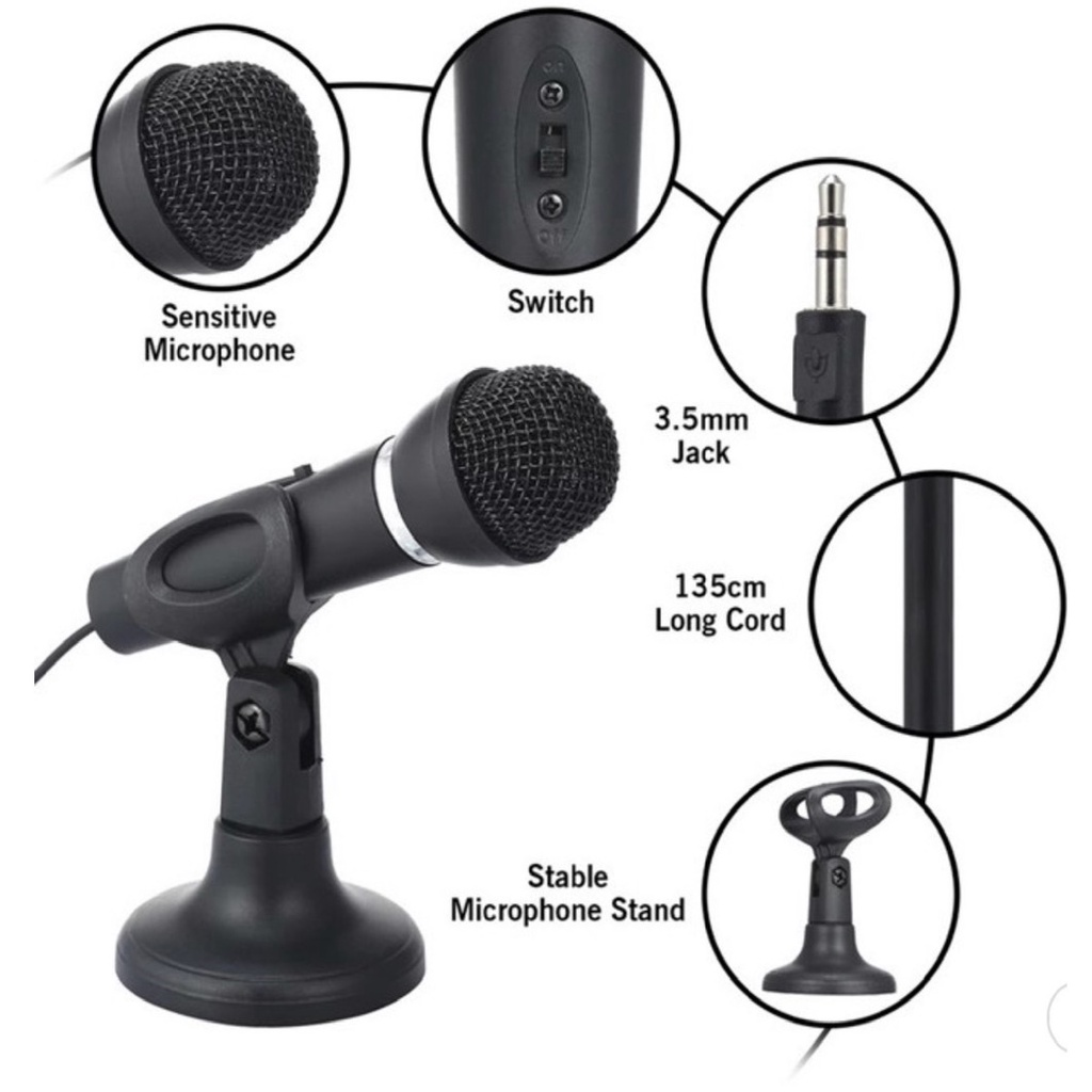 Micro máy tính MK-1388, micro thu âm vi tính, micro có chân để bàn - jack cắm 3.5mm