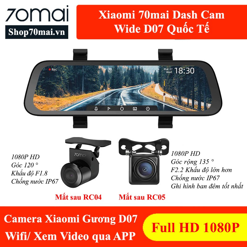 Xiaomi 70mai Gương D07 Quốc Tế