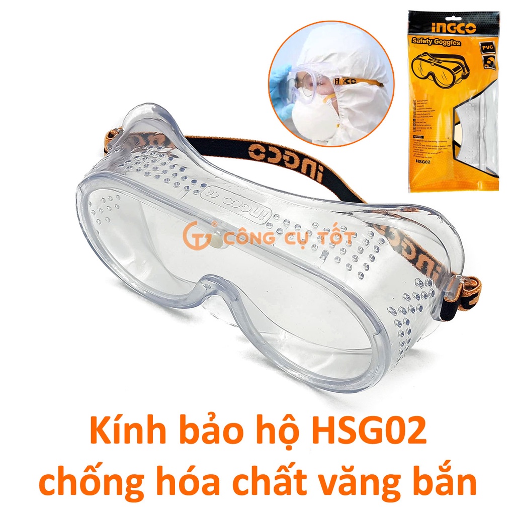 Kính bảo hộ chống hóa chất băng bắn Ingco HSG02