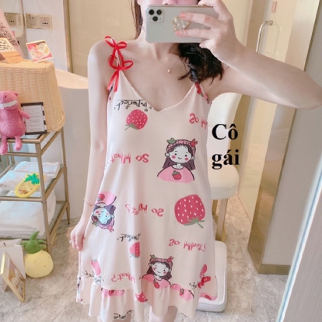 Váy ngủ 2 dây có đệm ngực ( tặng kèm bịt mắt) | BigBuy360 - bigbuy360.vn