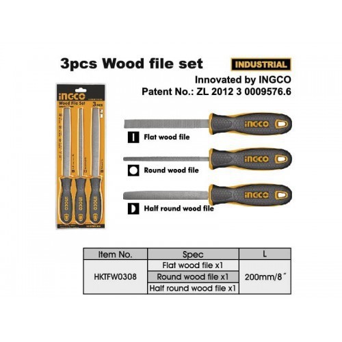 Bộ giũa gỗ 3 chi tiết INGCO HKTFW0308