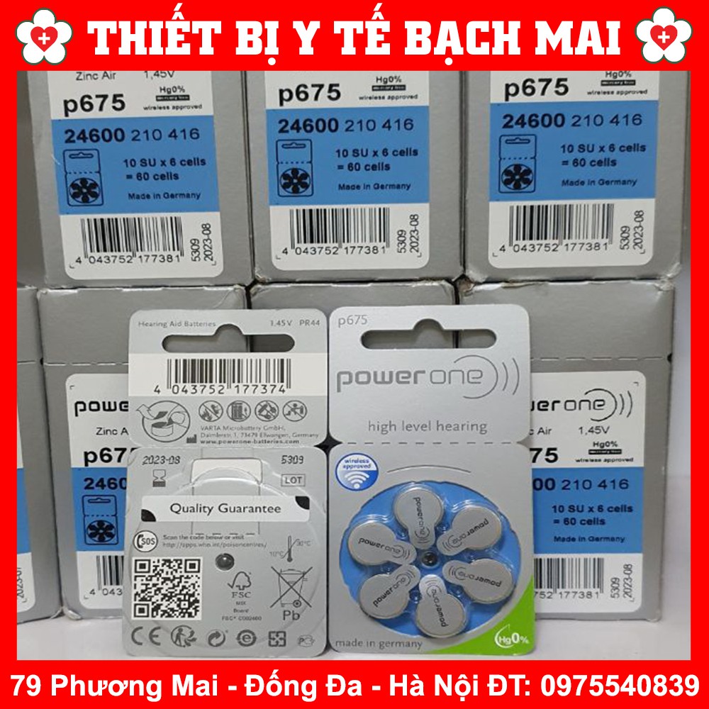 70K/vỉ 6 Viên Pin 675 Pin Máy Trợ Thính 675 Power One 675