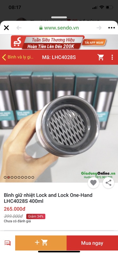 Bình giữ nhiệt LOCK&LOCK TUMBLER 400ml