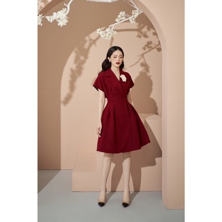 LAVIEM - Đầm đỏ cổ vest Della