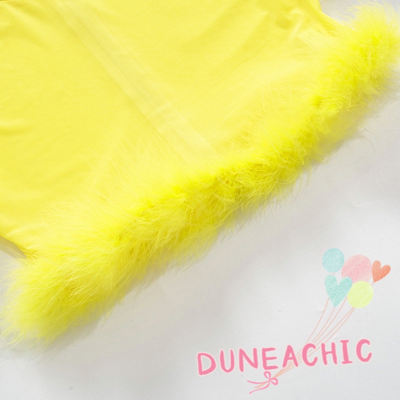 DUNEA Áo Croptop Tay Ngắn Phối Lưới Thiết Kế Cổ Cao Thanh Lịch