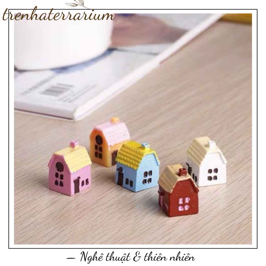 Tiểu cảnh nhà ngói trang trí sen đá, xương rồng, terrarium, charm slime, cây cảnh mini, cây để bàn, đồ trang trí