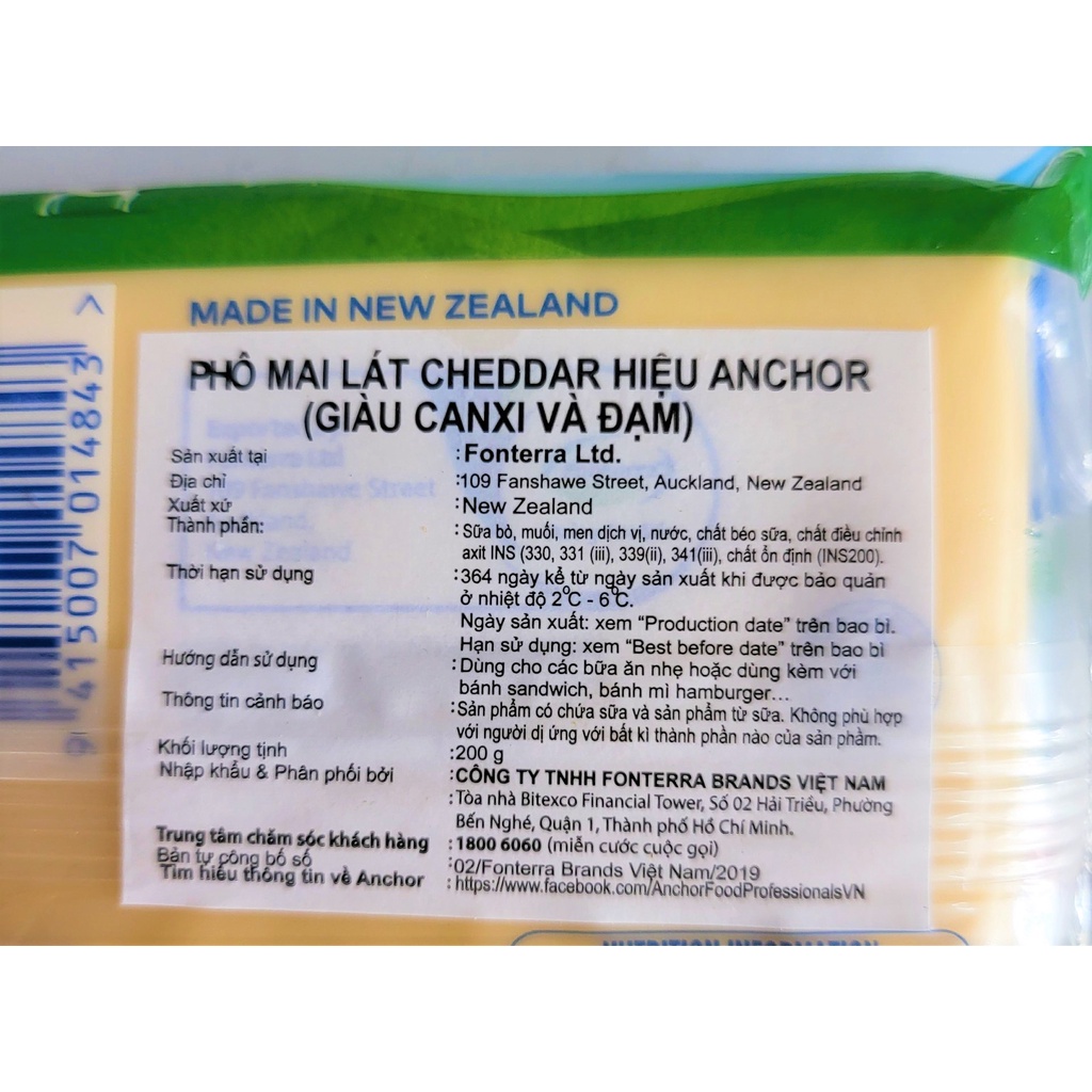 PHÔ MAI LÁT CHEDDAR  ANCHOR Cheddar Cheese Slices