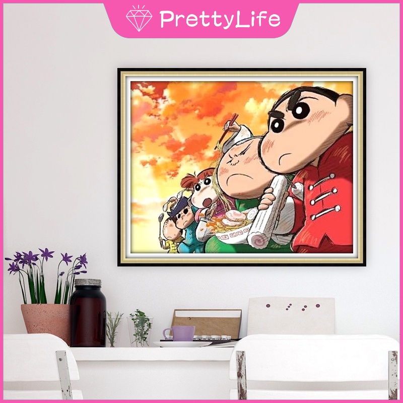 Bộ Tranh Đính Đá 5D Tự Làm 40x30cm / 50x40cm Hình Cậu Bé Bút Chì Shin-Chan