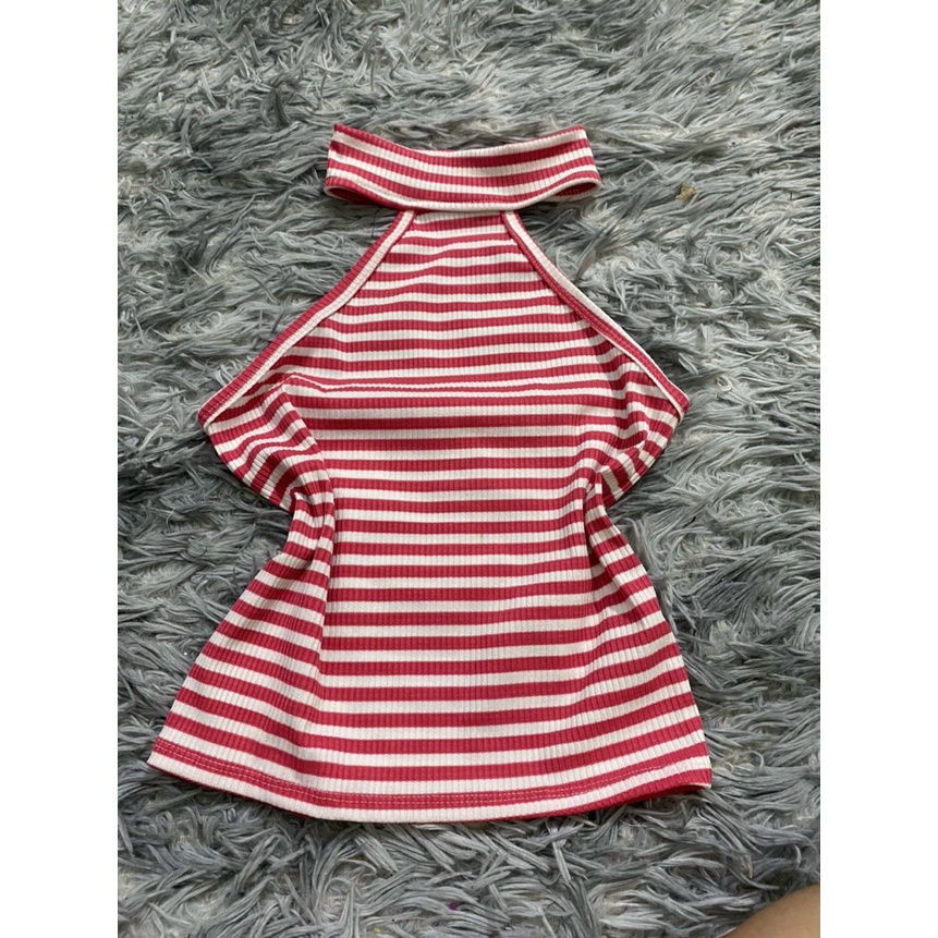 Áo Croptop Nữ Sát Nách Cổ Yếm Sọc