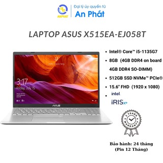 Máy Tính Xách Tay  Asus X515EA-EJ058T - Core™ i5-1135G7 - Ram 8Gb -Ổ cứng: 512GB M.2 NVMe™ PCIe® 3.0 SSD -Màu  Bạc