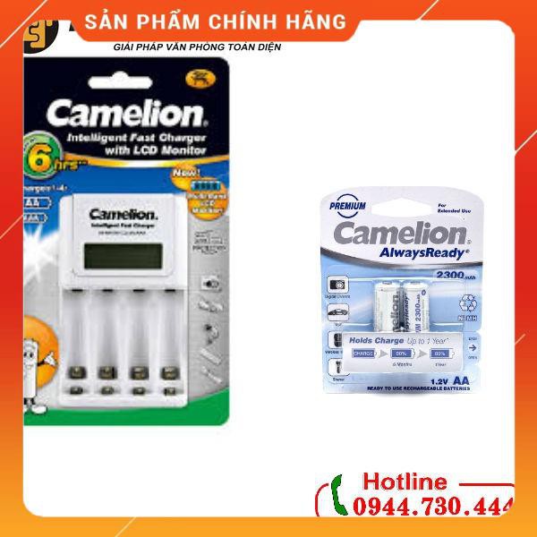 Combo Sạc pin có màn hình + 2 pin sạc AA 2300ma Camelion dailyphukien