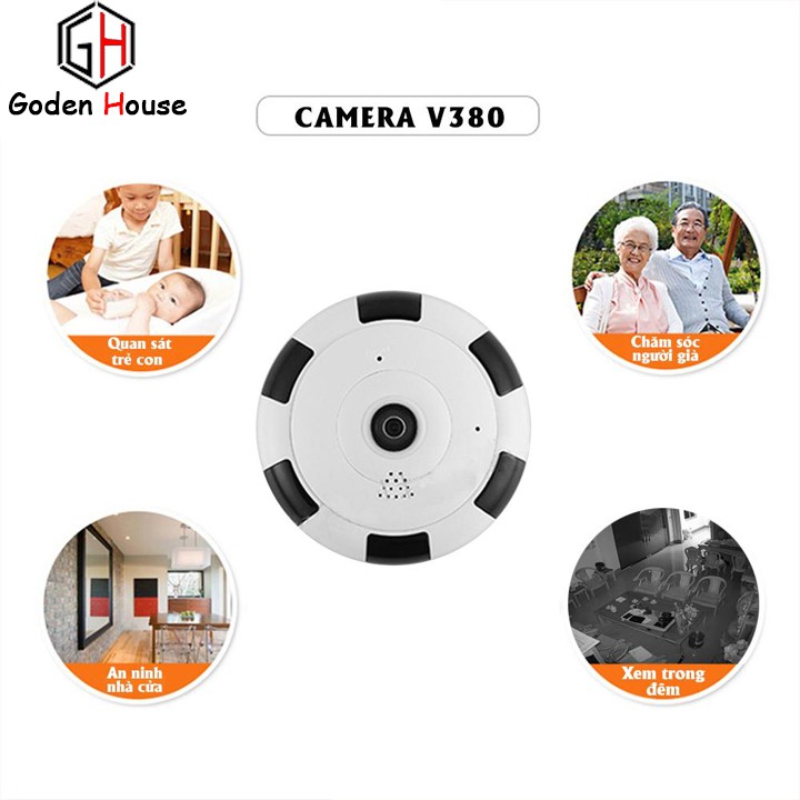 Camera 360 dán trần Full HD 1080P Goden House cao cấp, camera an ninh mini tích hợp hồng ngoại đàm thoại 2 chiều | WebRaoVat - webraovat.net.vn