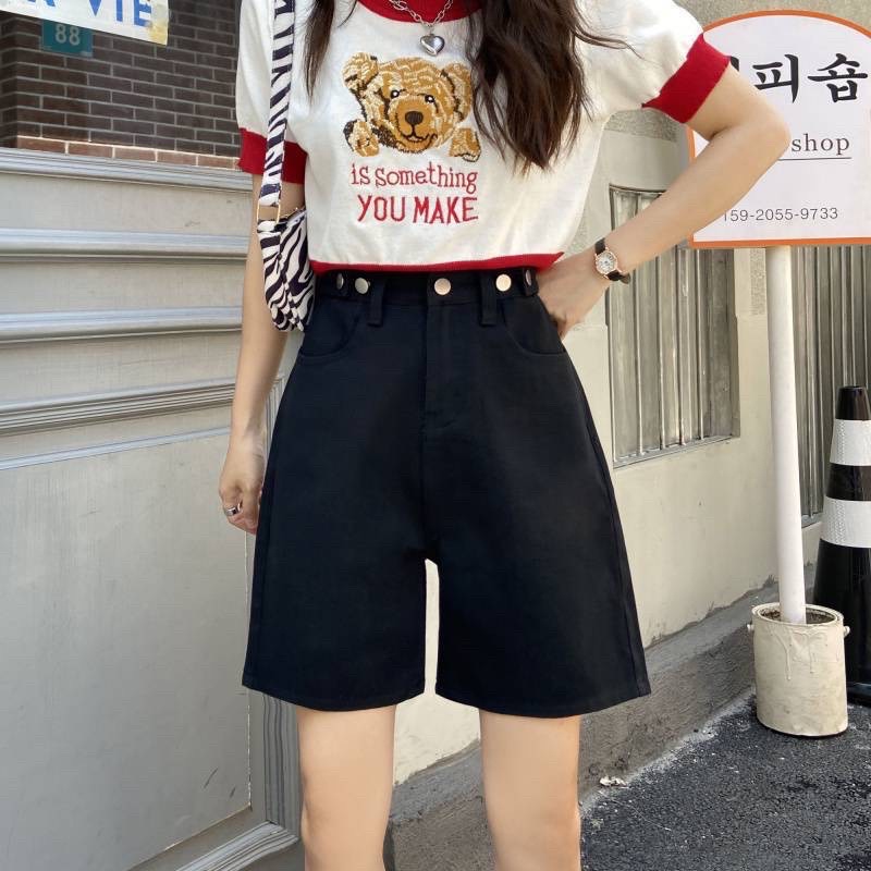 Quần jeans ngố nữ, quần ngố đỉa màu đen