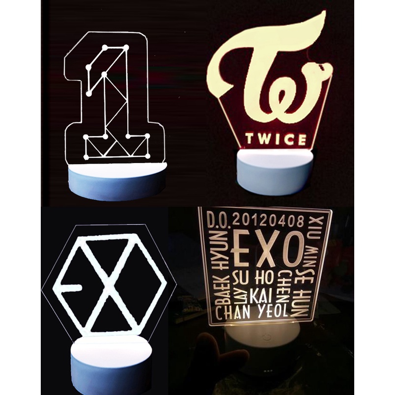 Đèn Led army bangtan trắng L1I3 Đèn Ngủ 3D blackpink idol kpop bangtan jack j97 blink mtp sơn tùng twice exo