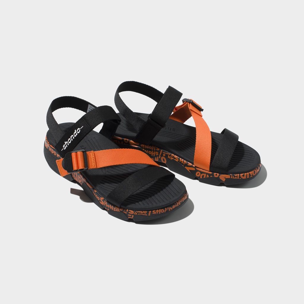 [Chính hãng] Sandals SHONDO F7 track MONOGRAM vẽ tay cam Nam-Nữ phiên bản đế cao 5CM