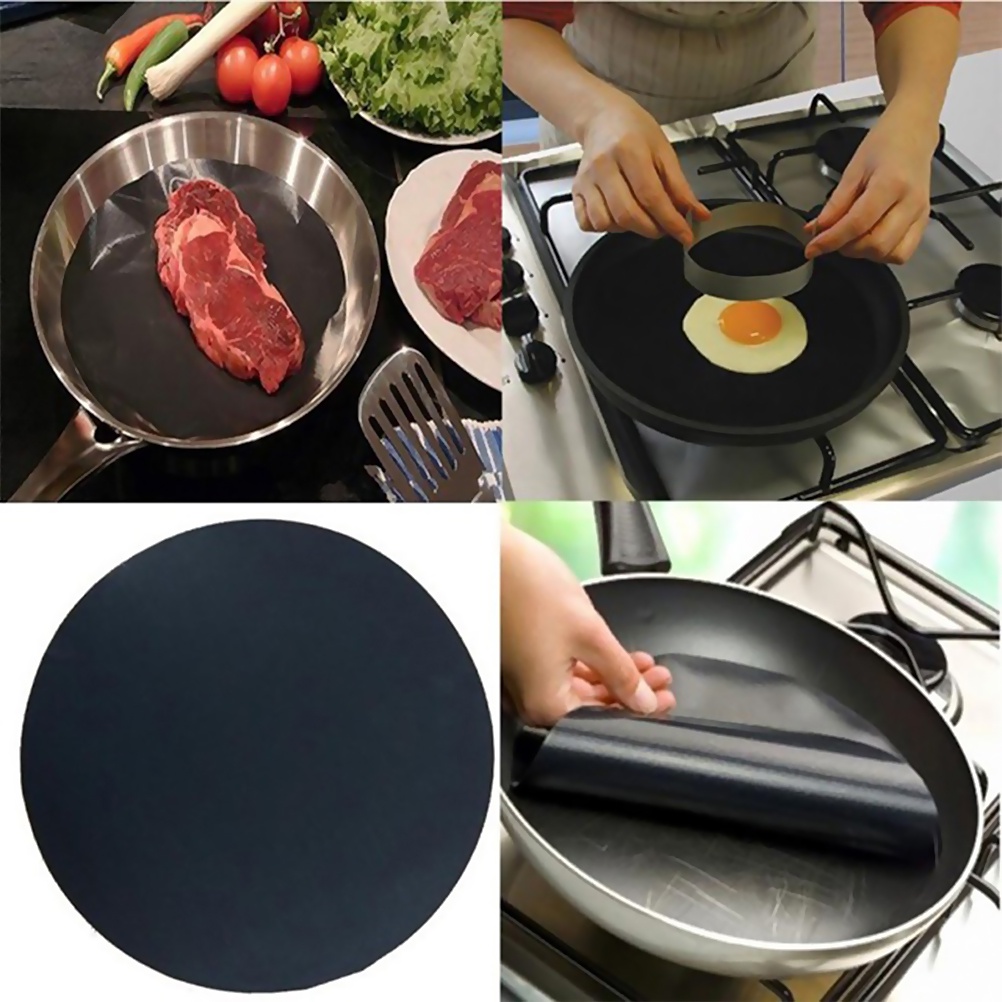 2 Pack 24cm Round Non-Stick High Temperature Pan Frying Pan Liner Sheet Cooking Wok Sheet Pad for Kitchen BBQ burang