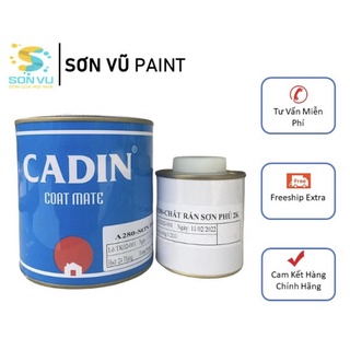  Cadin - Sơn 2k trong suốt bóng cho bàn ghế đá bê tông - Bộ 1kg 